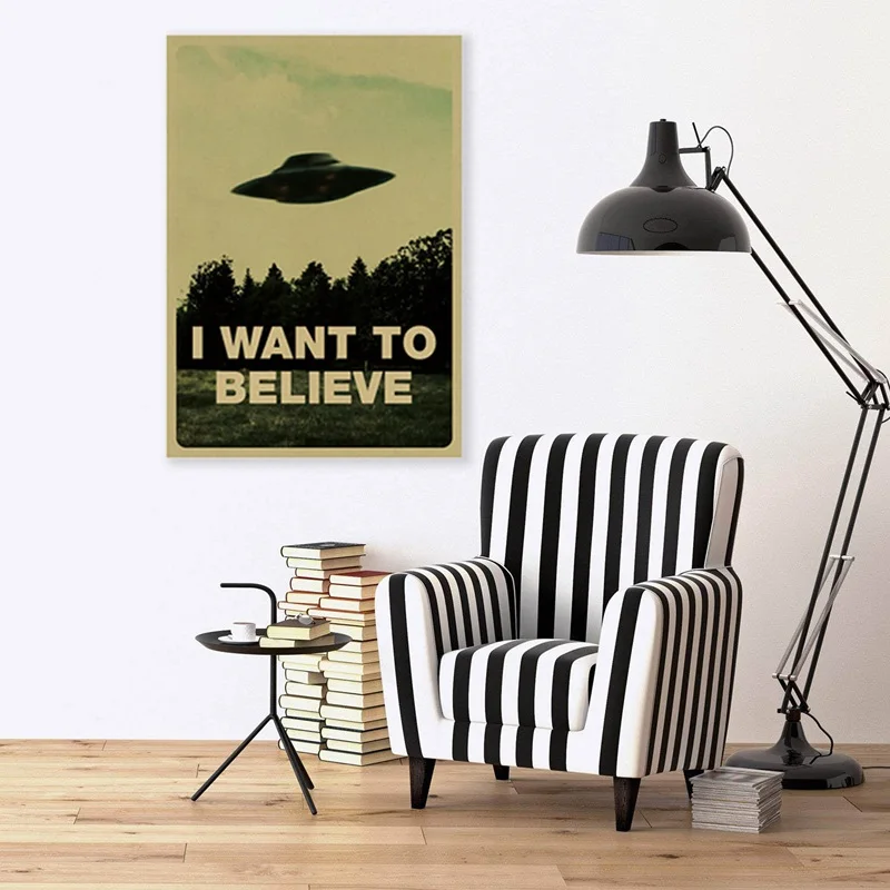 

1Pcs Poster I Want To Believe Vintage Classic Movie The Poster Bar Home Decor Kraft Paper Painting Wall Sticker 51x36.5cm