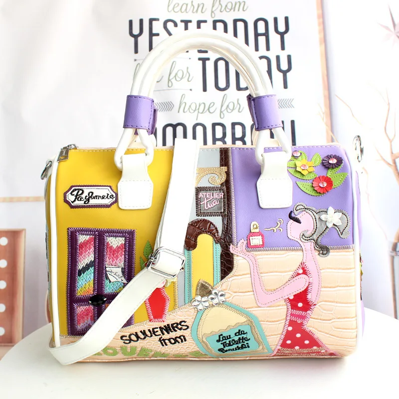 

2021 New Women's Bag Portable Messenger Pillow Bag European and American Zipper Women's Bag Creative Stitching Boston Bag