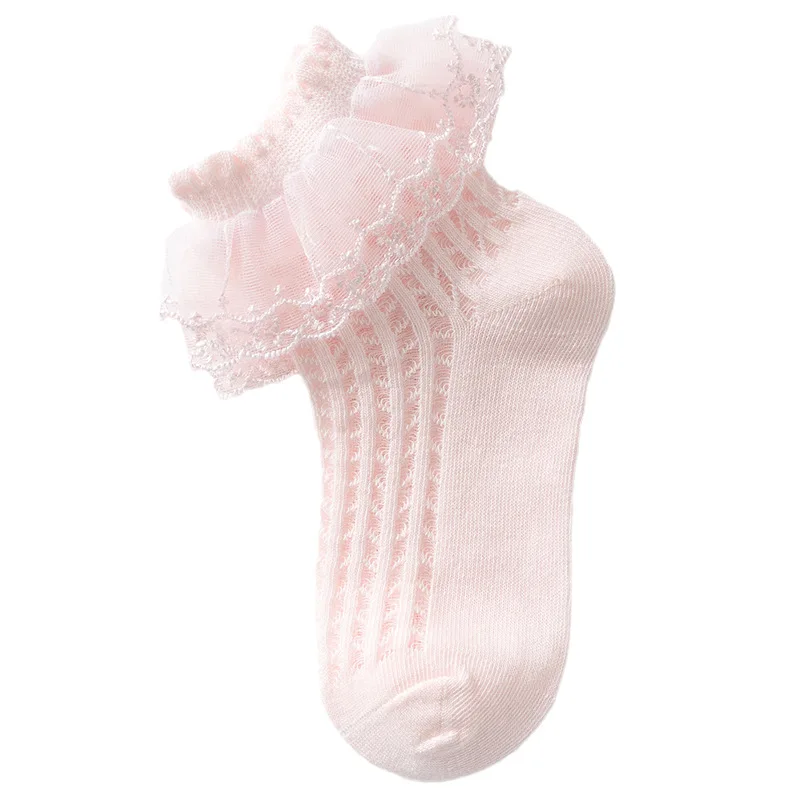 

New Summer Girls Frilly Lace Mesh Socks Cotton Children Dance Princess Sock Flowers Ruffled Ankle Socks