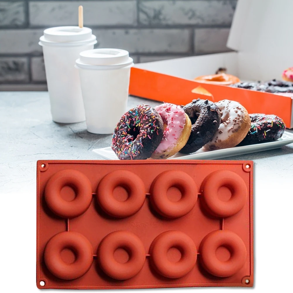 

8 Cavity Donuts Mold Non Stick 3D Baking Dessert Non Stick Moulds Heat Resistant Reusable Bakery Pan Kitchen Tools
