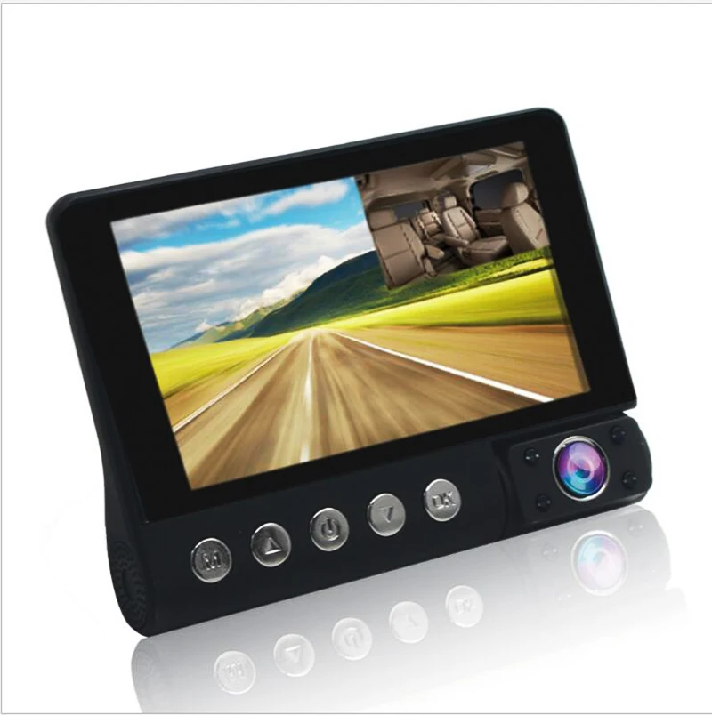 C9 3 объектив 170 градусов Автомобильный видеорегистратор Камера 4 дюйма HD lcd 1080p IR ночного видения видеорегистратор для вождения видео рекордер в режиме реального времени циклическая запись