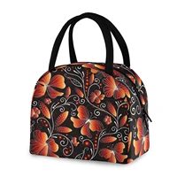 2022 new women girls portable insulated lunch bag beautiful butterfly print polyester picnic thermal food tote cooler meal bag