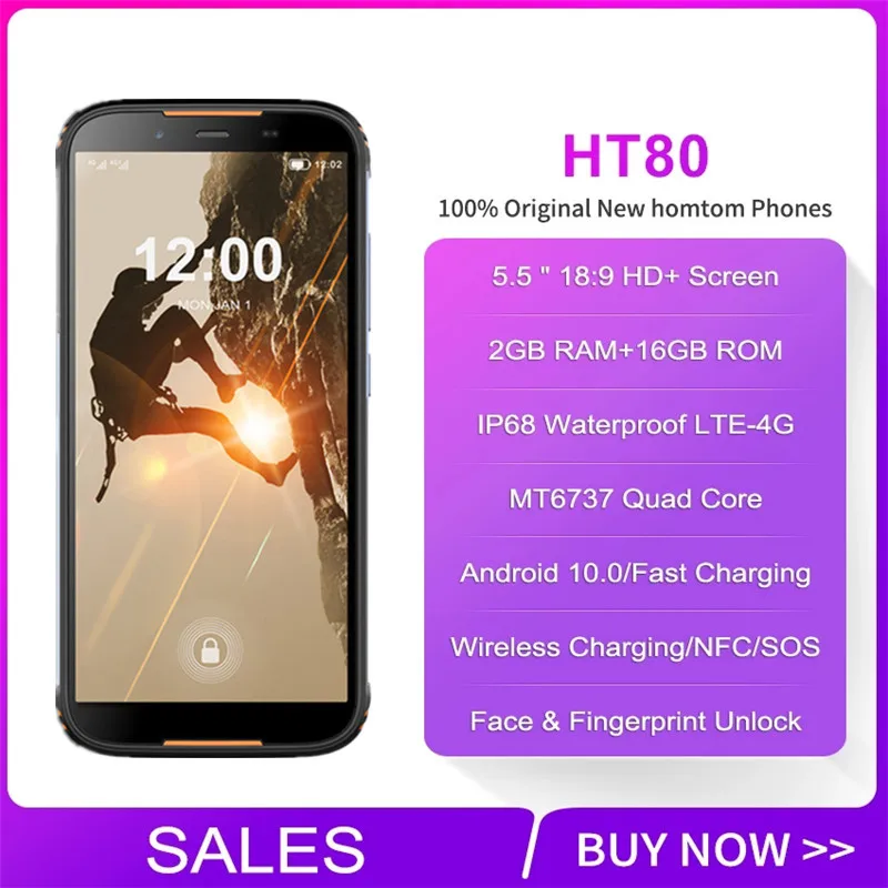 HOMTOM HT80 4 аппарат не привязан к оператору сотовой связи андроид 10 прочные телефоны