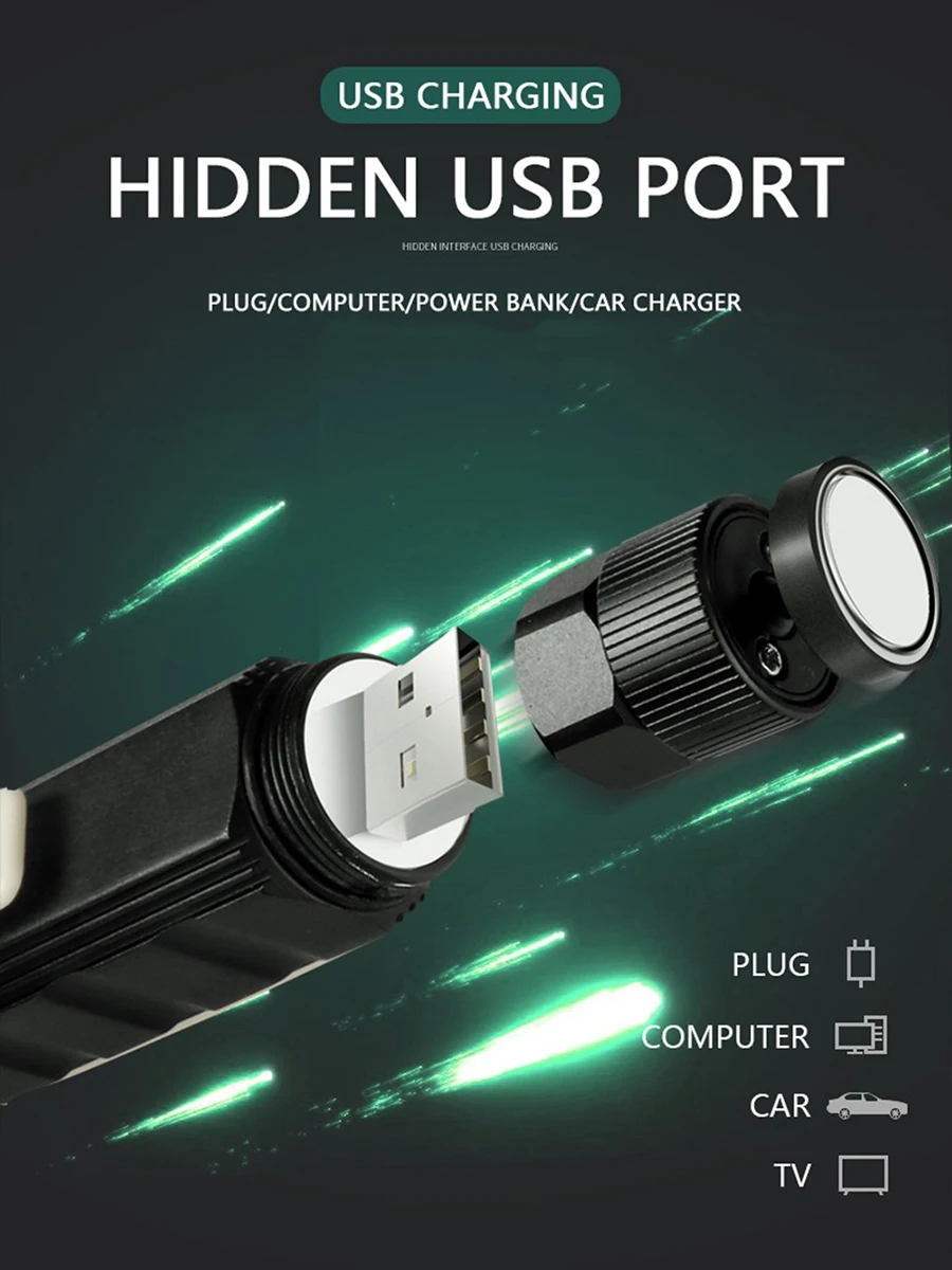 Светодиодный фонарик рабочий свет usb зарядка встроенный аккумулятор фонарь для