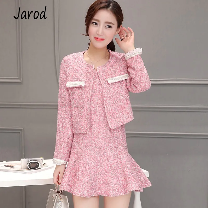 Осень 2019 для подиума розовый твид комплект из 2 предметов дизайнерское платье