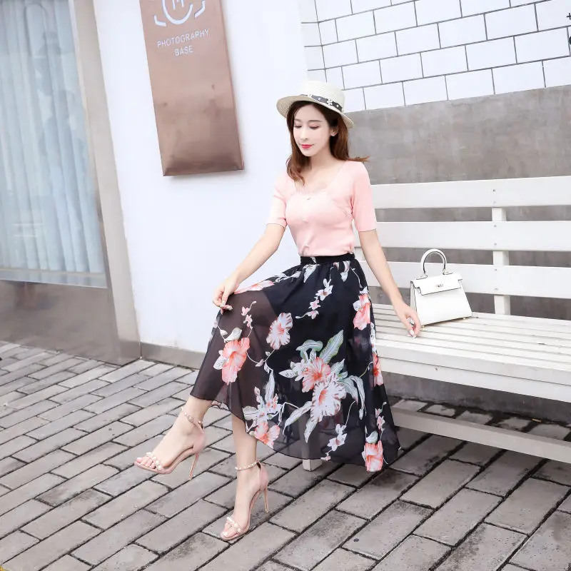 Юбка женская с завышенной талией Повседневная Свободная элегантная юбка до