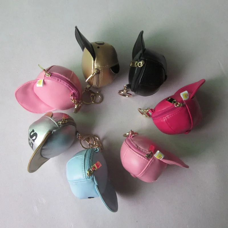 Pu Материал крикет Кепки шляпа Форма ключ с цепью маленькая сумочка ключевая цепь