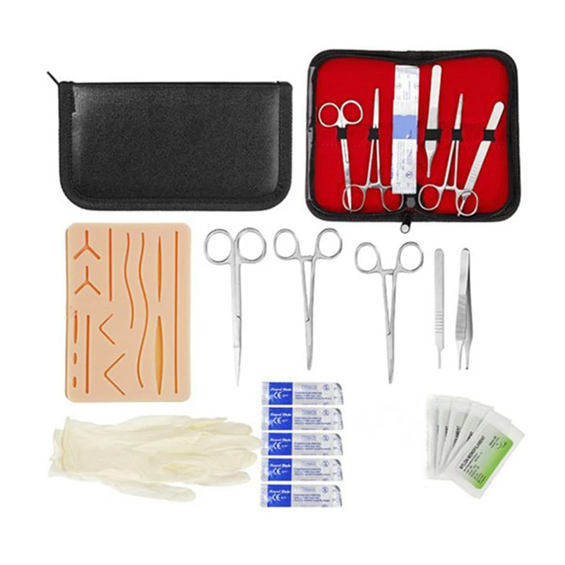 

26 in 1 Skin Suture Training Kit Silicone Pad Needle Scissors Soft Easy to Operate Teaching Resource Kit