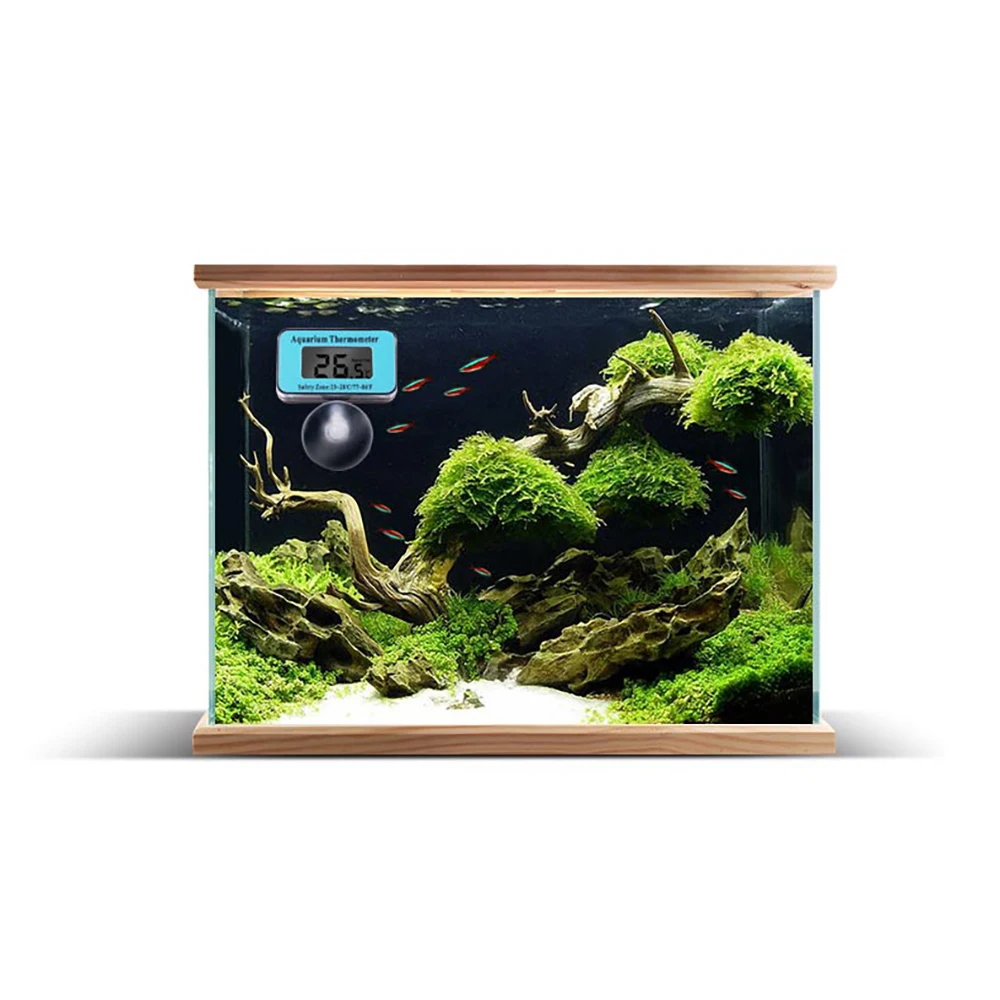 

2021 Aquarium Thermometer Digital Submersible Temperature Gauge With Suction Cup Digital Fish Tank Thermometer Monitor Helper