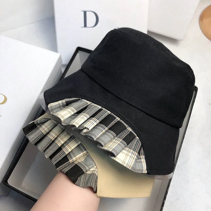 2021 Cap Spring Summer New Explosion Women Pleated Bucket Hats Fashion Refreshing Cotton Sun Protection Shading Sun Hats QDKPOTC