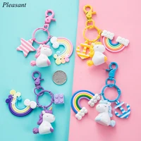 new anime pink unicorn doll keychains keyring for women jewelry cartoon car key holder keyring birthday gift keychain for girls