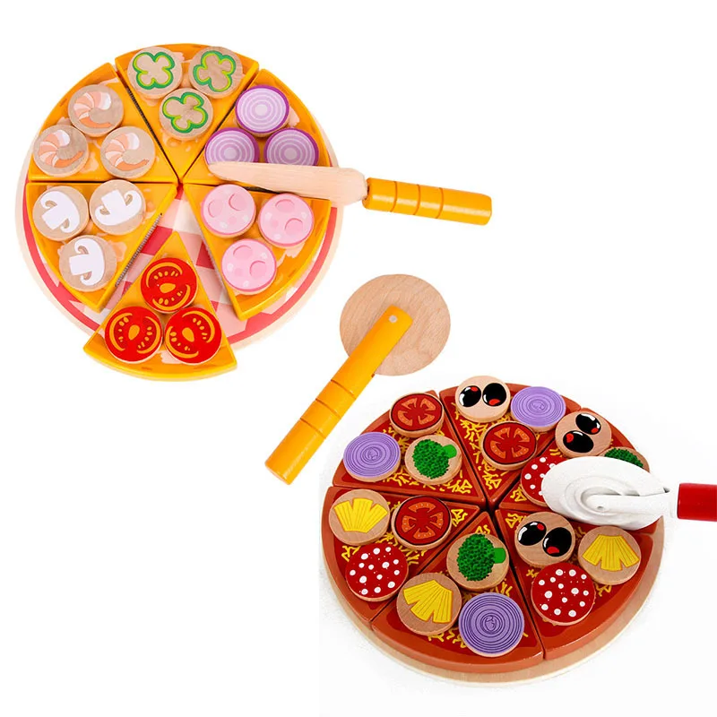 Деревянная игрушка Монтессори для детей 26 шт. 3D пицца ранние образовательные