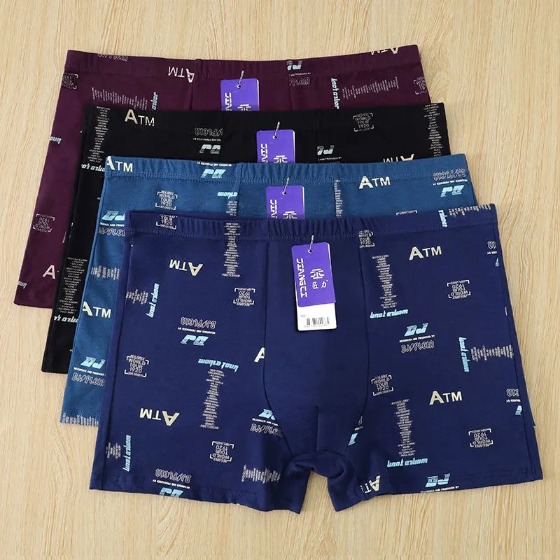 4Pcs/Lot Cotton Men's Boxer Underwear Men's Boxer Pants Youth Sports Comfortable Breathable Shorts Underwear
