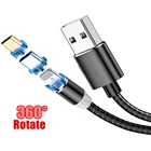 Магнитный зарядный кабель Micro USB Type-C, с поворотом на 360 градусов, для Samsung Galaxy J4, J6, J7, Huawei Y6, Y9 2019, Honor 8X, 7A