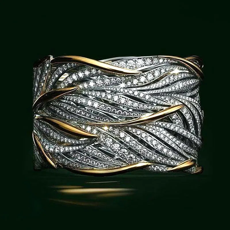 USTAR Свадебные кольца на палец с широким плетением для женщин и мужчин модные