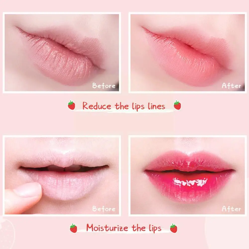 

Sweet Strawberry Lip Lipstick Temperature Lip Makeup Lip Brighten Long Lasting Natural Moisturizing Nourishing Balm Sm U7w1
