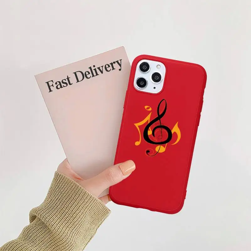 

Classical Music Musical Notes Violin Phone Case Candy Color Red for iPhone 11 12 pro XS MAX 8 7 6 6S Plus X 5S SE 2020 XR