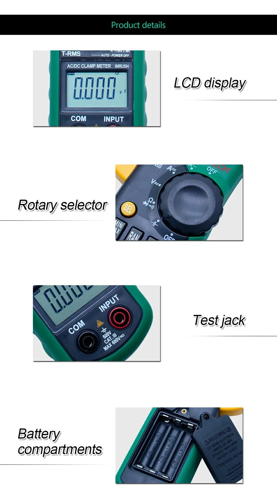 MASTECH MS2108 AC DC Клещи T-RMS Цифровой Авто Диапазон мультиметр Вольтметр Амперметр конденсатор тестер сопротивления
