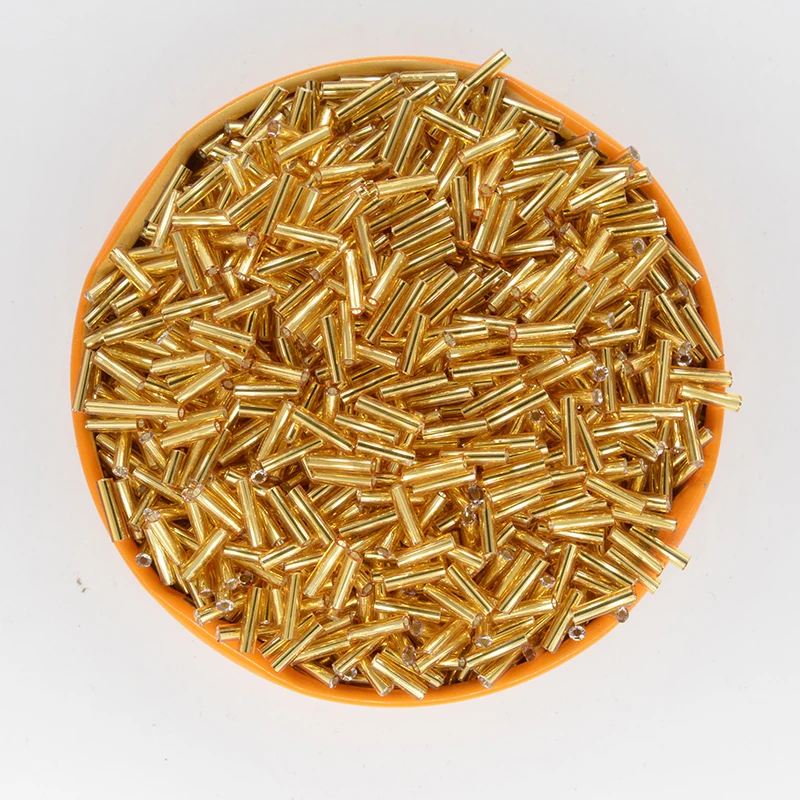 Опт золотистые длинные трубчатые бусины 500 шт. 6 мм серебристые