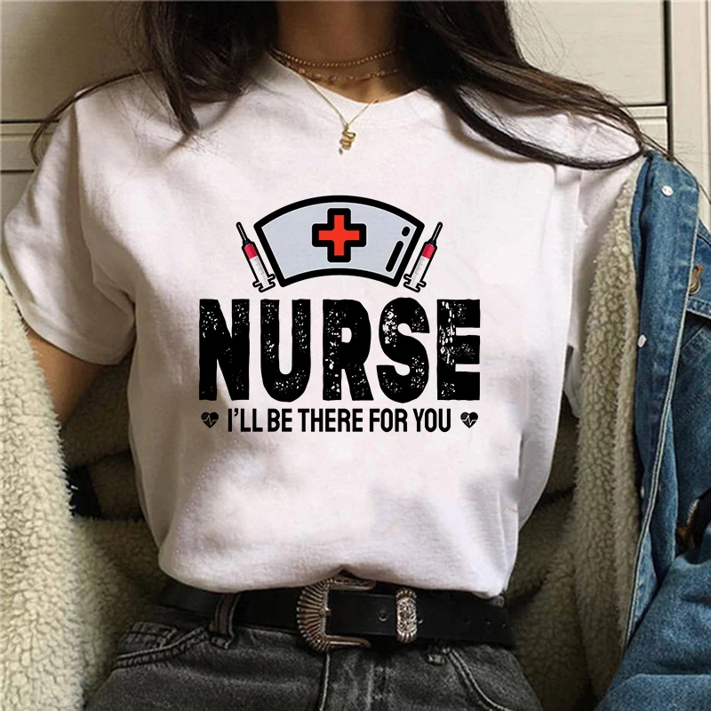 

Female T-shirt nurse, I will serve you letter printed T-shirt aesthetic streetwear T-shirt friends short sleeve top women