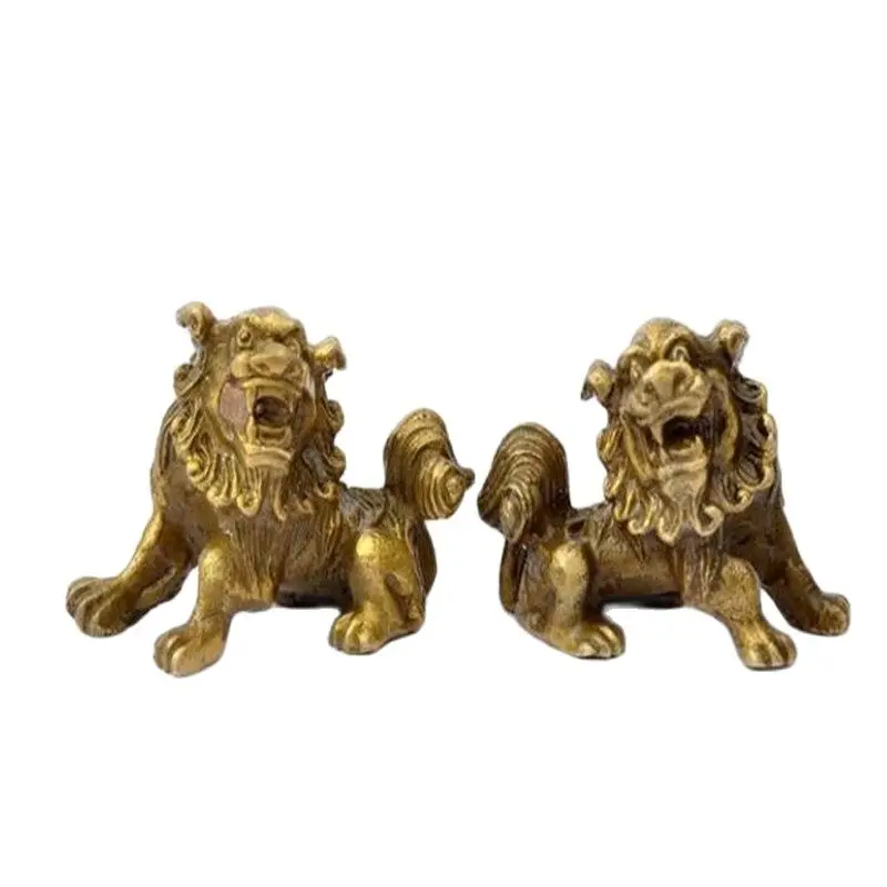 Feng Shui lucky Exorcise Evil Spirits Fuzhou Copper Bronze Lion Lucky Feng Shui Ornaments Of Bronze Home Decor [a pair]