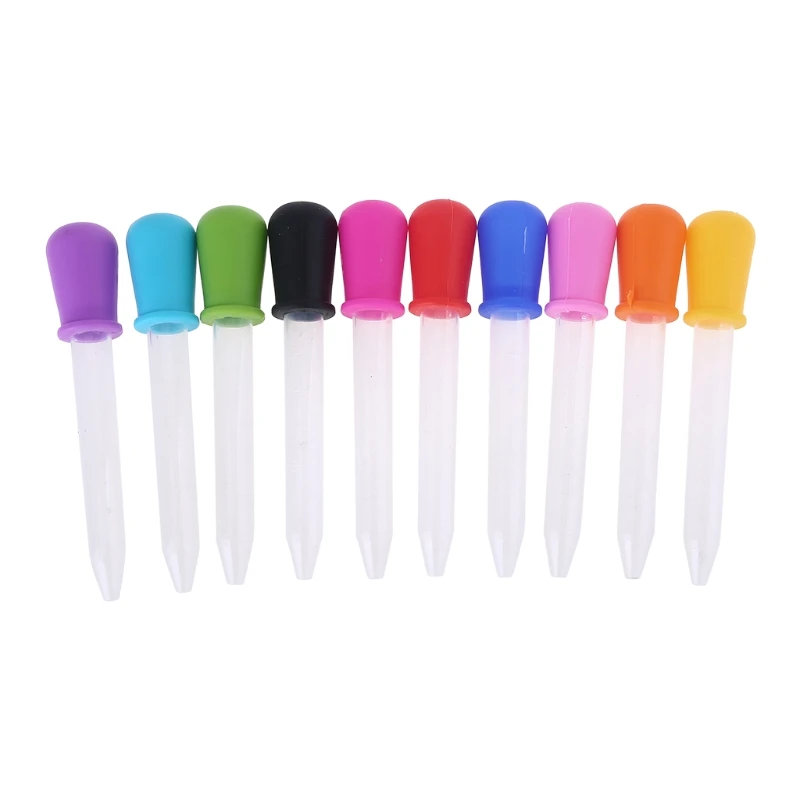 10 Pieces Pipettes Silicone and Plastic Dropper Pipettes Liquid Droppers for Candy Sweet Kids Children Kitchen Gummy Mold and 10