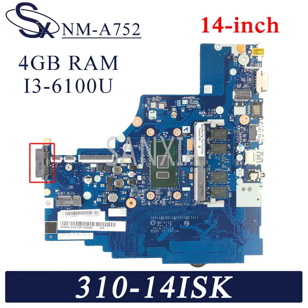 Материнская плата KEFU NM A752 для ноутбука Lenovo 310 14ISK 510 оригинальная материнская 4GB RAM