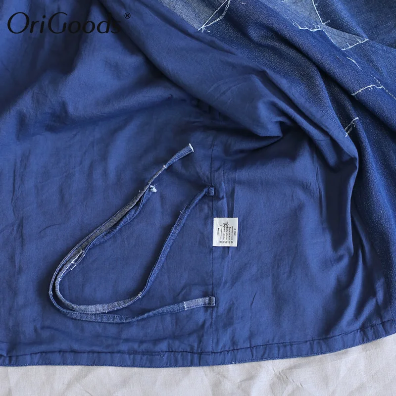 

OriGoods Kimono Coat Women Long sleeve Patchwork Autumn Coat Novelty Design Loose Plus size Coats for Women Japan style Top A462