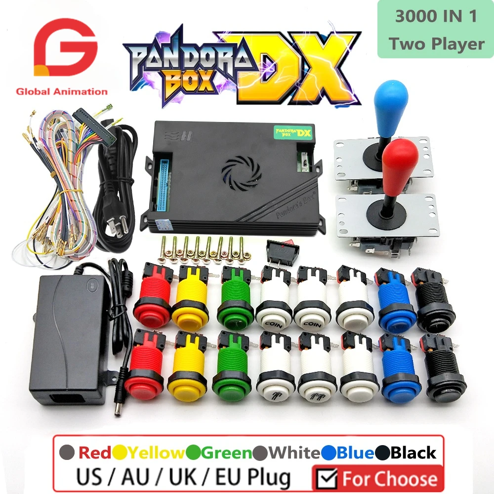 2 Player DIY Arcade Pandora box DX 3000 in 1 5Pin joystick American HAPP Style Push Button for 3p 4p 3d game Machine console