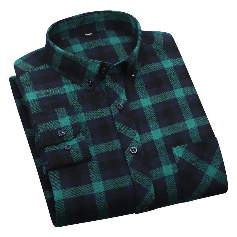

Aoliwen Brand 2021 New Spring Long Sleeve Shirt Men Slim Fit Cotton Casual Plaid Shirts Men Turn-down Collar Clothing Brand Tops