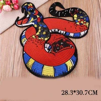 1pcs punk style animal big snake patch badges embroidered applique clothes garment apparel accessories diy biker jacket badge