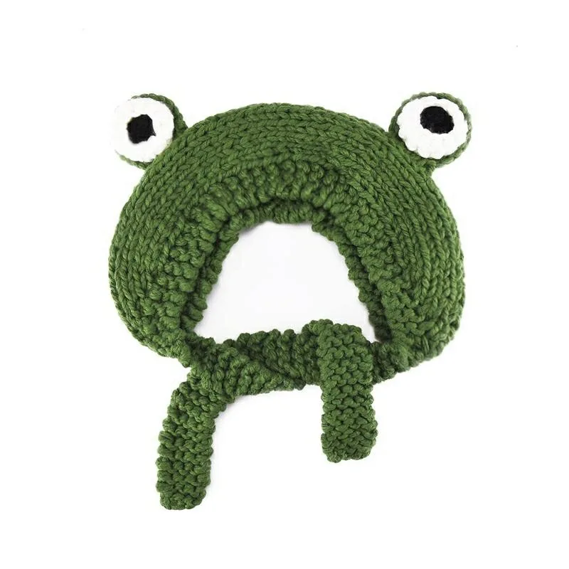 Женская осенне-зимняя вязаная шерстяная шапка в виде лягушки милые головные