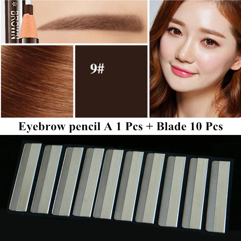 Набор инструментов для бровей (карандаш * 1 + бритва 10) лезвие триммера лица