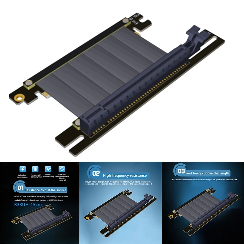 

R33UH Image Card Extension Cable, High-Speed Stable Pci X16 to X16 Adapter Cable for Itx A4 Mini Chassis