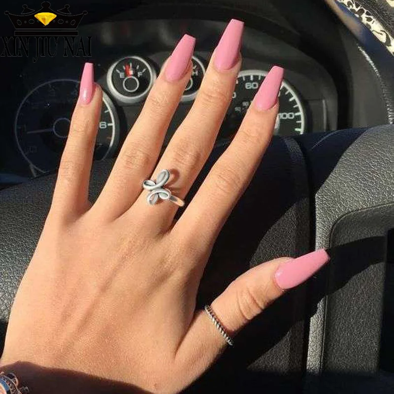 

New Simple Silver Color Bowknot Finger butterfly Rings Lovely Bow Engagement Ring For Women Girl Gift stainless steel