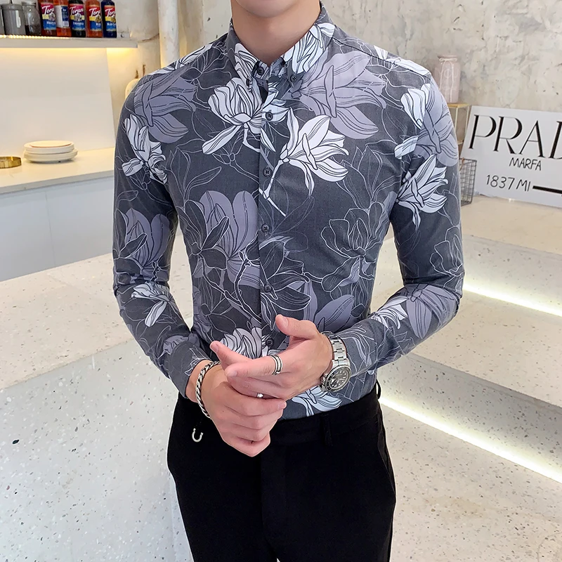 Новая Осенняя рубашка в британском стиле с принтом и длинными рукавами тонкая