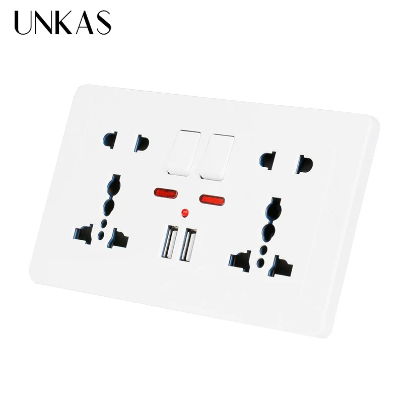 UNKAS светодиодный индикатор 146 мм * 86 Настенная розетка питания двойная