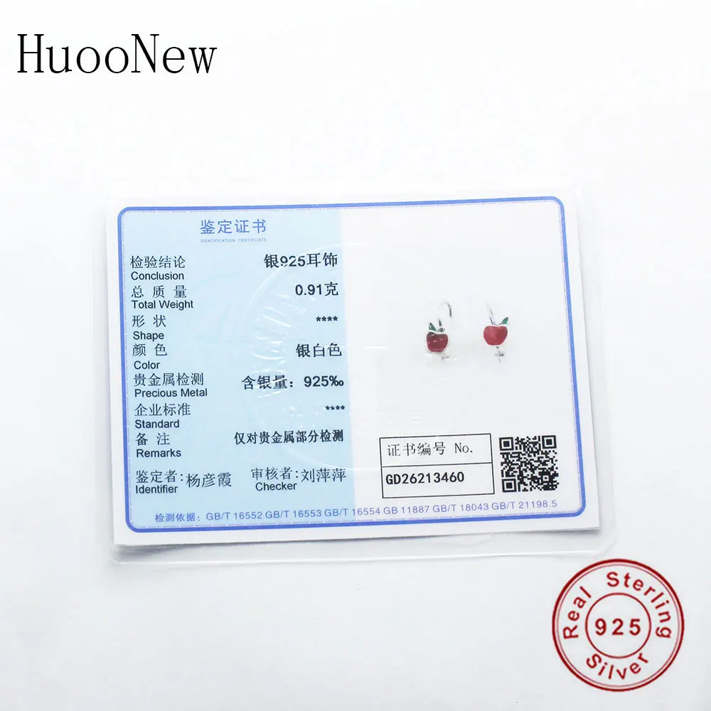 HuooNew Настоящее Стерлинговое Серебро 925 пробы милые серьги-гвоздики с красной