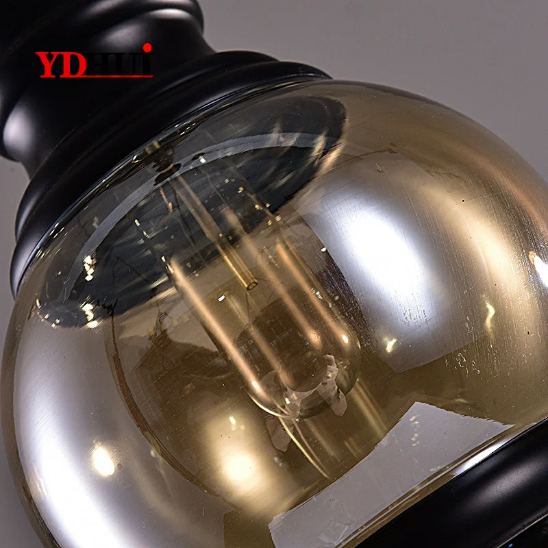 Винтажный подвесной светильник в стиле лофт лампа из Янтарного Стекла В