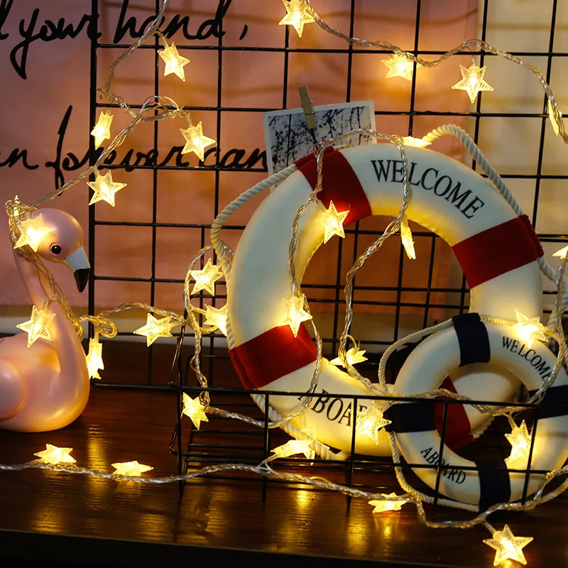 

Декоративная гирлянда со звездами для помещений, домашний декор, ночные светящиеся звезды, светодиодные огни, праздничное рождественское д...