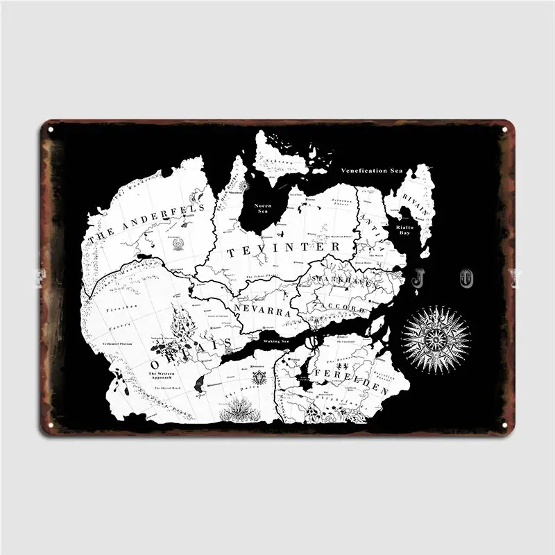 

Карта Thedas, металлический плакат с табличкой, создание рисунков, Декор, кинотеатр, клувечерние, жестяные плакаты с знаком