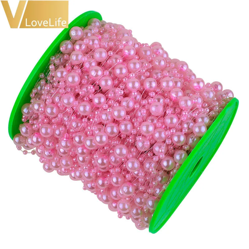 5 м/лот искусственная леска цепочка с жемчужными бусинами гирлянда цветами