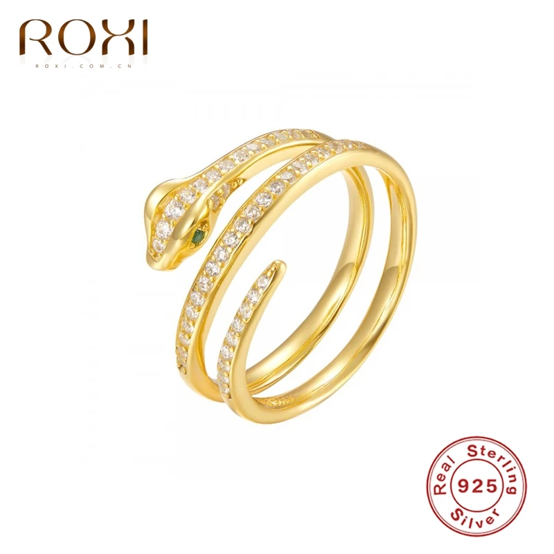ROXI с роскошными кристаллами и змея серебро 925 Кольцо для женщин Подарок