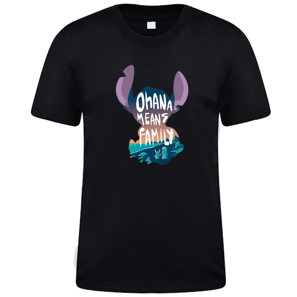 Ohana Means Family Stitch T Shirt Men Cartoon Fashion T-Shirts Summer New 2021 Casual Top Disney Kawaii Funny Tee Shirt Male
