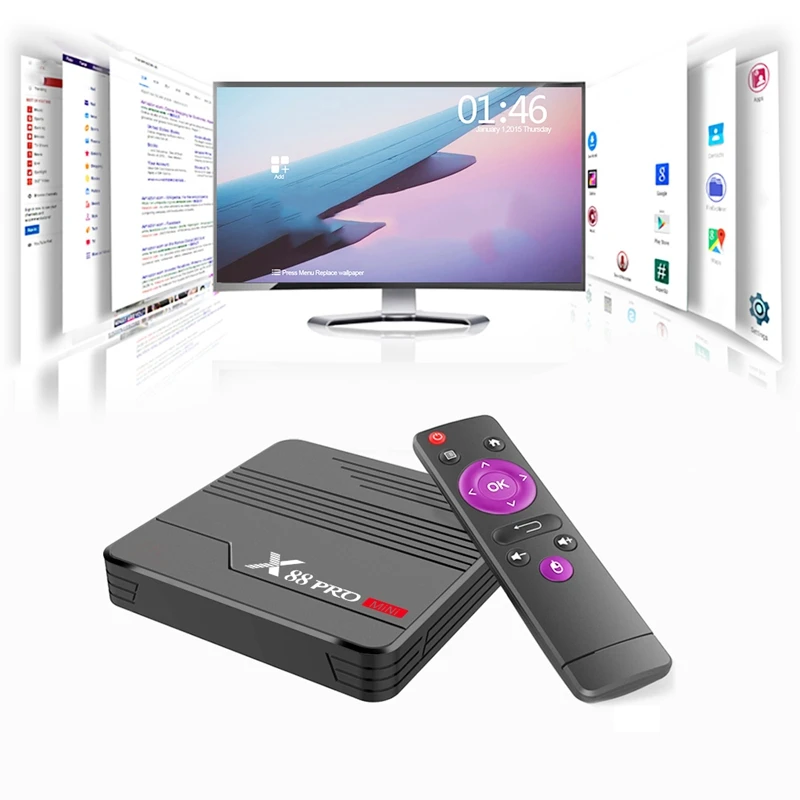 

X88PRO 2.4G/5G 4+32G Dual-Band Wifi Network TV Set-Top Box Android Bluetooth 4.0 S905X3 Chip 1920X1080 FLASH