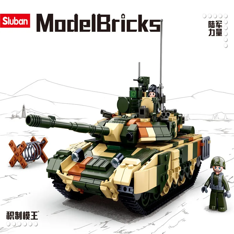

WW2 758Pcs T90MS Tank Armored Car Military Vehicle Model Building Blocks Sets Warcrafts SWAT Army Educational Toys For Children