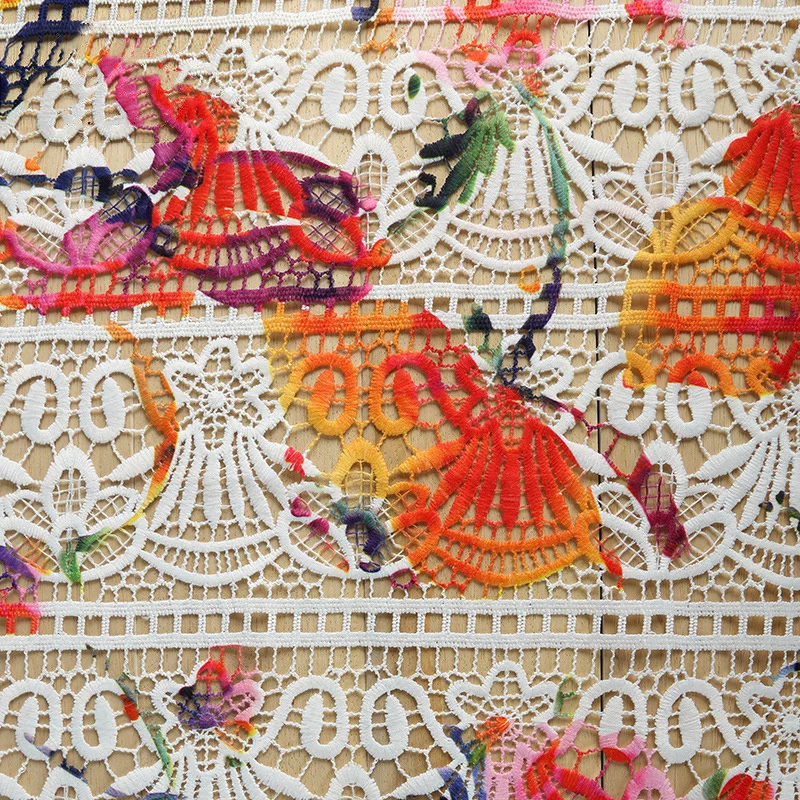 Высококачественная модная кружевная ажурная ткань с принтом для