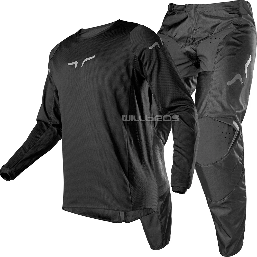 New DELICATE FOX 180 Prix Grey Jersey Pant Gear Combo for ATV DH MX Off-Road Scooter Dirt Bike Motocross Motorcycle - Цвет: Black