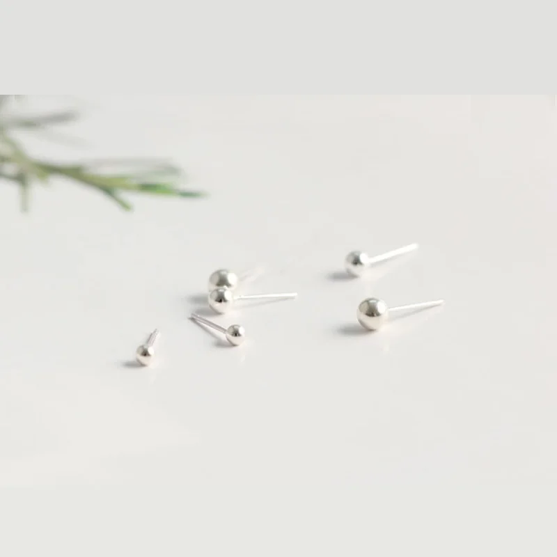 JINSE 3mm 4mm 5mm 6mm Small Silver Bead Ball Stud Earring 100% Real Solid Genuine 925 Sterling Retail &amp Wholesale TYC182 | Украшения и