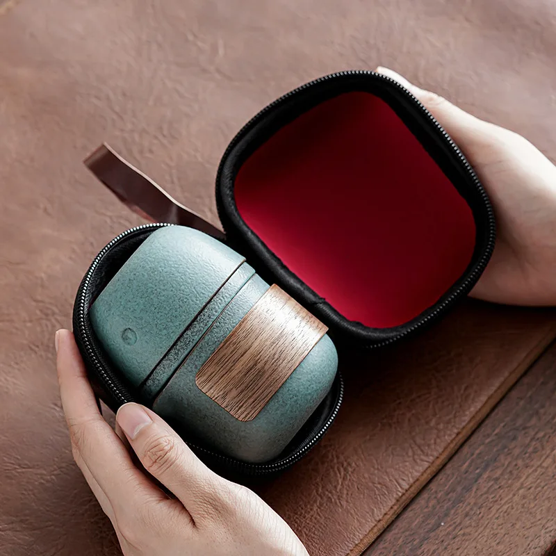 Керамический чайный горшок Gaiwan с 2 чашками портативный дорожный набор дорожным